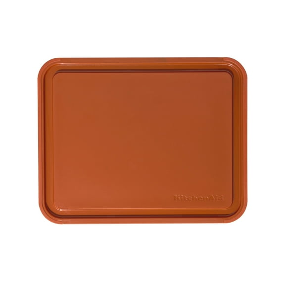 KitchenAid Classic Plastic Cutting Board with Trench, Non-Slip Edges, Dishwasher Safe, 8x10, Scorched Orange