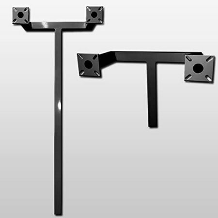 

GooseNeck Keypad Stand Intercom Holder Dual Pedestal Post Offset Double Burial Black