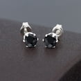 thumbnail image 2 of Gem Stone King 1.38 Ct Round 5mm Black Sapphire Brass Silver Plated Brass Stud Earrings for Women Men, 2 of 3