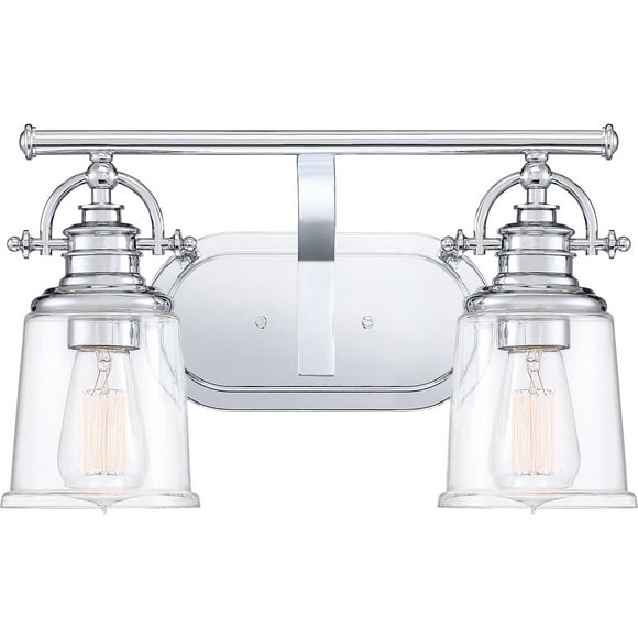 Quoizel GRT8602C Grant 2-Light Bath Vanity Fixture 16"x9.5" Polished Chrome