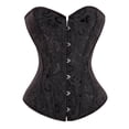 thumbnail image 3 of FALEXO Women 's Sexy Boned Lace Up Corset Overbust Corset Bustier Bodyshaper Top Plus Size Jacquard Corselet Clothing, 3 of 5