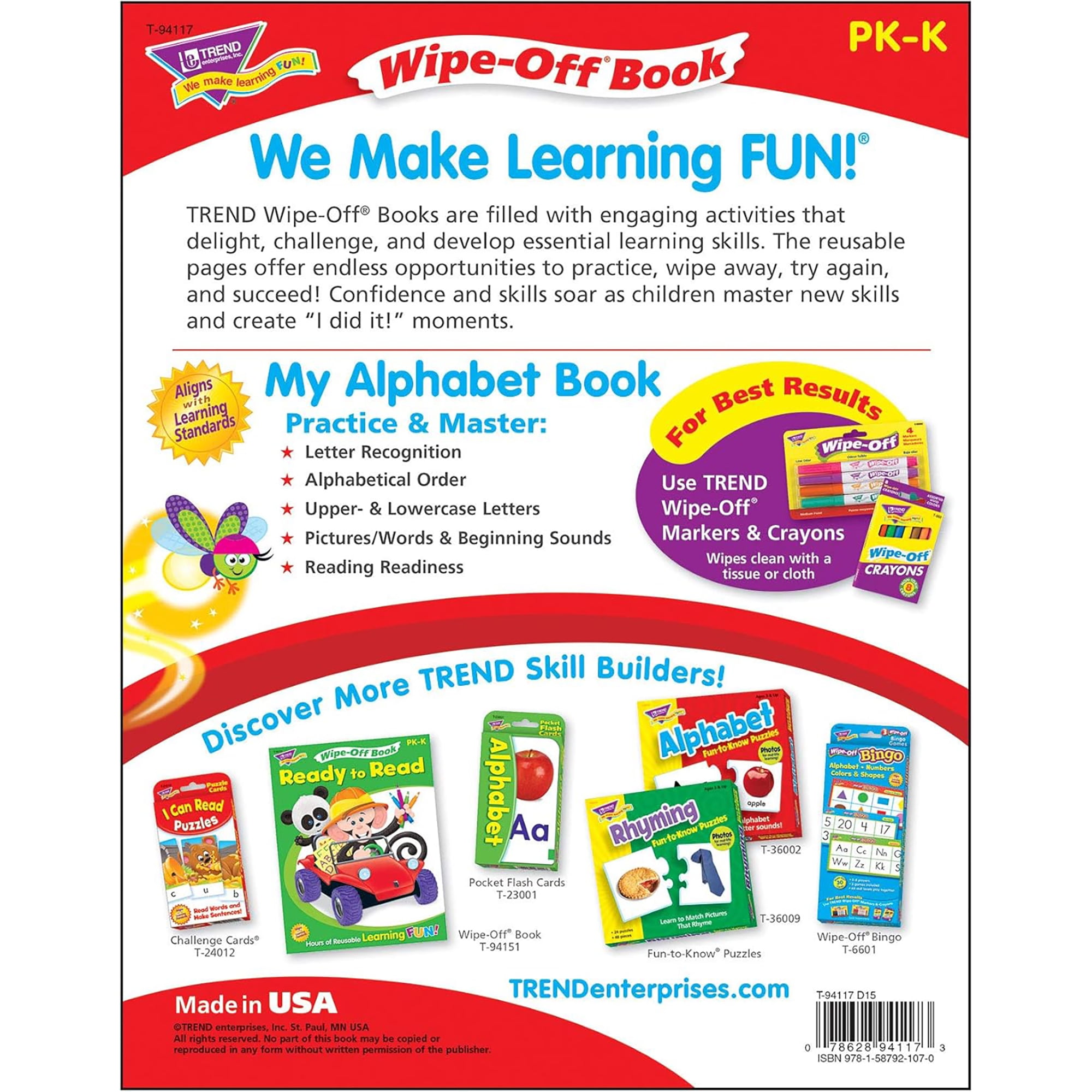 Trend Enterprises Alphabet Reusable Book & Crayons