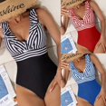 thumbnail image 4 of Traje de baño de una pieza sexy con escote en V y tirantes anchos para mujer, 4 of 6