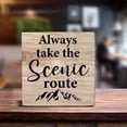 thumbnail image 3 of Zomyto 5x5 IN Always Take the Scenic Route Wooden Box Sign Desk Decor, Camping Quote, 3 of 5