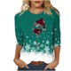 thumbnail image 1 of Camisetas de Navidad para Mujeres, 3/4 Manga Cuello Redondo Blusa con Estampado de Vacaciones, Top de Moda Casual, 1 of 5