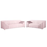 Pink Velvet Channel Tufted Sofa Set 2Pcs NAYA Meridian Contemporary Modern