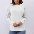 thumbnail image 2 of Posijego Women's Long Sleeve Shirts Crew Neck Solid Color Basic Tee Shirts Casual Loose Classic T-Shirts, 2 of 6