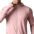 thumbnail image 3 of Mens UPF 50+ Sun Protection Jacket Hooded Long Sleeve Zipper Lightweight Quick Dry Athletic Top with Pockets and Thumb Hole Pink XXL, 3 of 7
