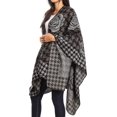 thumbnail image 5 of Cape Châle Réversible Florale à la Mode des Femmes - Noir, Motif de Cardigan de Pull Châle, 5 of 5