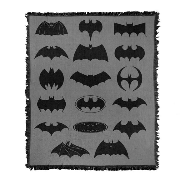 Batman Blanket, 50'x60' Bat Symbol Woven Tapestry Cotton Blend Fringed Throw