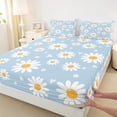 thumbnail image 3 of Homewish Vibrant Groovy Flower Queen Sheet Sets for Teens, Cartoon Daisy Floral Flat Sheet, Love Heart Queen Fitted Sheet, Luxury Bedroom Decor, 4 Pieces, 3 of 7