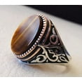 thumbnail image 3 of Tiger Eye Mens Ring, Natural Tiger Eye Ring, Birthstone Ring, Silver Jewelry, 925 Silver Ring, Birthday Gift, Heavy Mens Ring, Arabic Design, Ottoman Style Ring, Christmas, Turkey Mens Signet Ring, 3 of 6