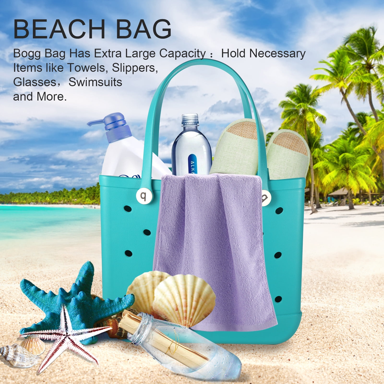 Buy LOVECM Rubber Beach Bag Waterproof Washable Sandproof Tote Bag