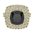 thumbnail image 4 of 14K Gold Engagement Ring for Women Cushion Cut Black Diamond Double Halo Rings 3.00 carat, 4 of 5