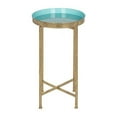 thumbnail image 2 of Kate and Laurel Celia Round Metal Foldable Tray Accent Table, Light Teal and Gold, 2 of 3