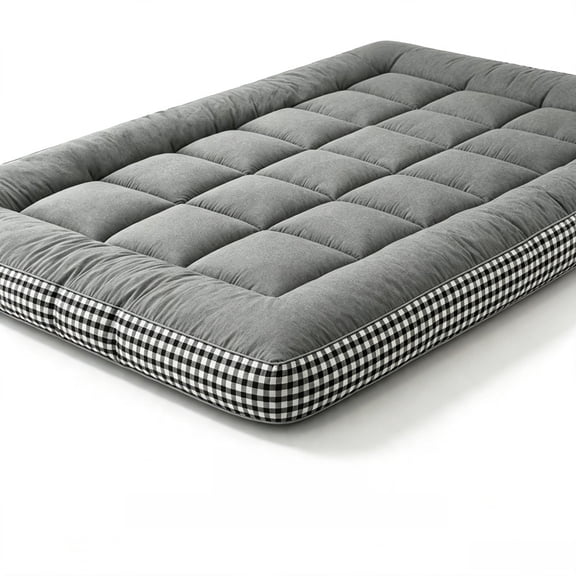 YONGKANG Full Size Mattress Topper with Checkered Three Dimensional Edges Soft Breathable Mattress Pad for Bedroom Home and Guest Room Use