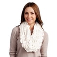 thumbnail image 2 of Chic Oversized Ruffle Knitted Infinity Scarf (White), 2 of 2