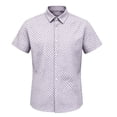 thumbnail image 4 of hlysgo Men's Stripe Shirts Regular Short Sleeve Dress Shirt Button Down Casual Summer Beach Travel Shirts White,S, 4 of 5