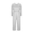 thumbnail image 6 of SDNall Womens Solid Color Round-Neck Elastic Waist Pockets Loose Jumpsuit, 6 of 7