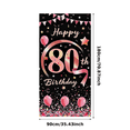 thumbnail image 3 of Pink Themed 80th Happy Birthday Banner with Balloons Stars and Bunting Background Party Decoration Photography Prop Birthday Party Supplies Photo Backdrop Decor for Celebration Event Decorations, 3 of 8