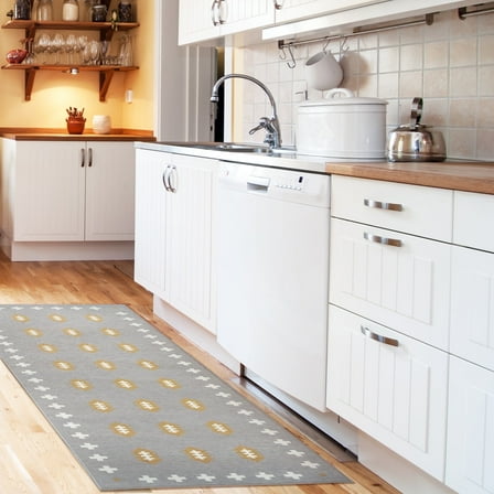 My Magic Carpet 2.5'x7' Machine Washable Non-Slip Kitchen Hallway Runner Rug, Nordic Weave Mushroom