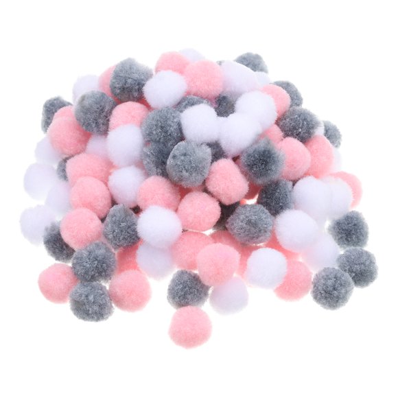 Uxcell 0.6 in Pom Poms for Crafts, 300Pcs Pom Pom Balls, Light Pink, Grey, White