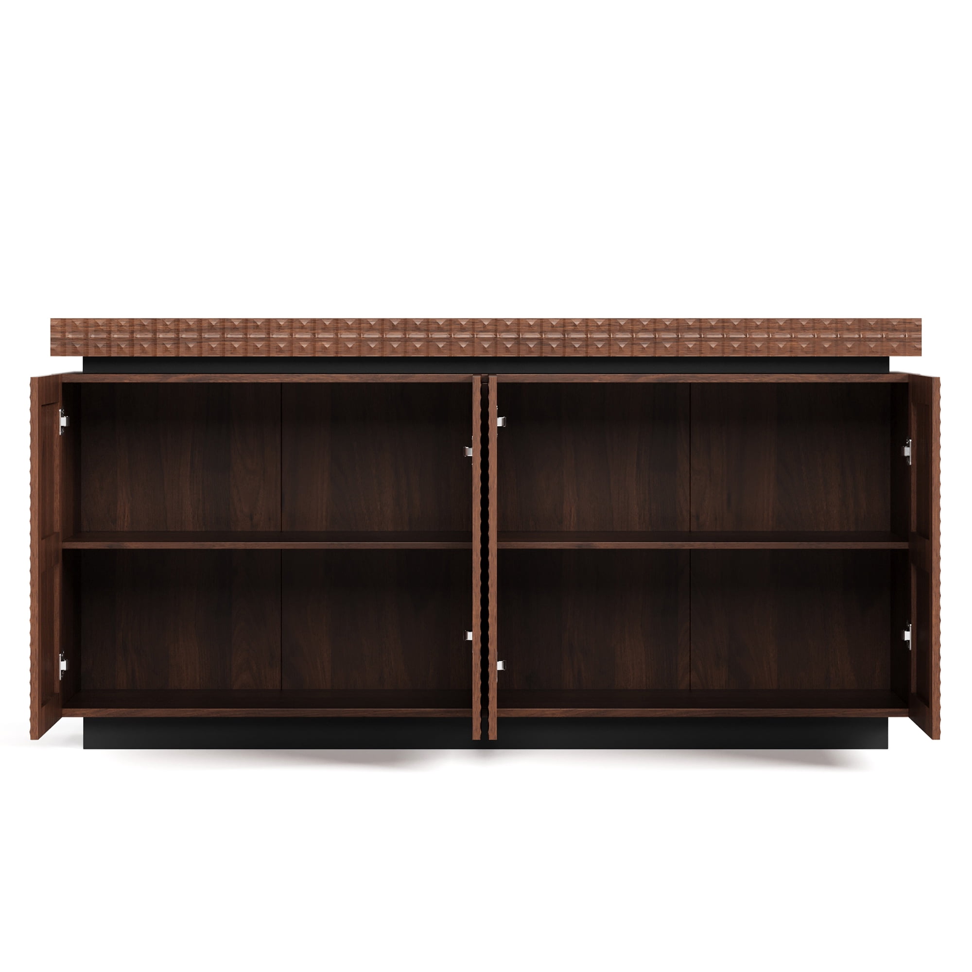Homy Casa 58.3 in Modern Textured Sideboard Buffet Cabinet, 4-Door Storage Credenza, Antique Brown