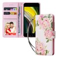thumbnail image 1 of Compatible avec iPhone 8/7 Étui Rétro Fleur Dorée Portefeuille en Cuir PU Blocage RFID, 1 of 5