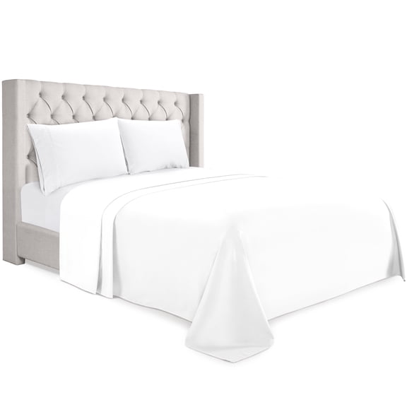 Elegant Comfort 1500 Series Queen Single Flat Sheet, Lightweight Breathable Microfiber Bedding, White