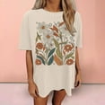 thumbnail image 2 of Puliio Womens Oversized Tshirt Flower Graphic Tees Music Short Sleeve Shirts Summer Casual Loose Beach Tops, 2 of 4