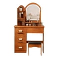 thumbnail image 4 of Nanly Makeup Vanity Desk with Mirror and Lights, 31.5 inch Vanity Table Set with Stool and 4 Drawers Modern Dressing Table with Storage Shelf for Bedroom, 4 of 8