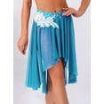 thumbnail image 3 of TiaoBug Women's Chiffon Applique Lyrical Ballet Dance Skirts High Low Mesh Midi Skirt Briefs Dancewear Light Blue XXL, 3 of 7