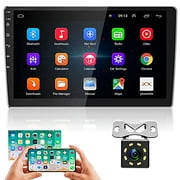 Hikity Android Double Din Car Stereo with GPS Navigation 9 Inch Touch Screen Radio Bluetooth FM Radio Receiver Support WiFi Connect Mirror Link for Phone with Dual USB Input + Backup Camera