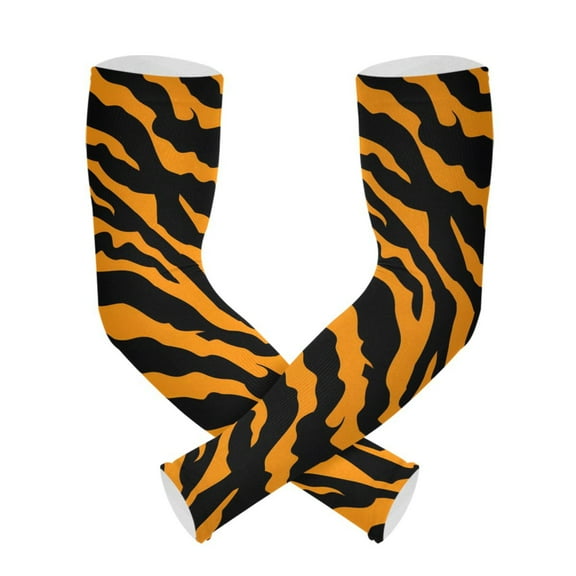 ALAZA Tiger Print Background UV Sun Protection Arm Sleeves UPF 50  Compression Cooling Sleeve 1 Pair