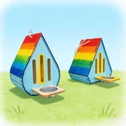 2 Pcs Butterfly Habitat with Feeders, Wooden Ladybird Butterfly Garden Kit, Diy Painted Wood Hanging Butterfly House Kit, Great Outdoor Garden Gift & Decor