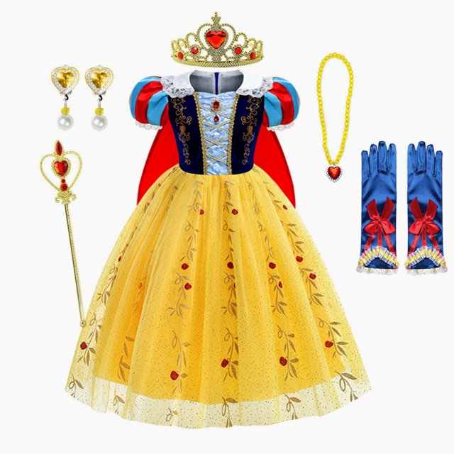 Vestido de princesa Blancanieves para niña, disfraz con capa, vestido de baile de encaje para Halloween, fiesta de cumpleaños, vestido de Cosplay para niños de 2 a 10 años Fivean unisex