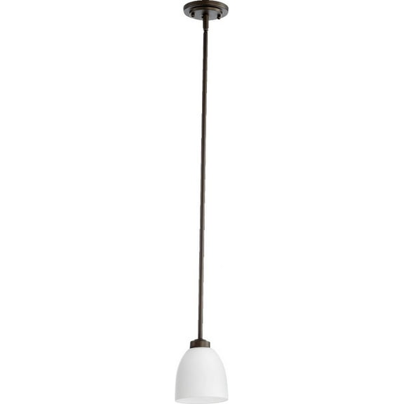 Quorum Lighting Reyes 1-Light Mini Pendant, Oiled Bronze, Satin Opal Shade
