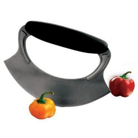 

Amco-Amco Stainless Steel Handheld Mezzaluna With Easy Use Non Slip Silicone Handle For Chopping Vegetables & Herbs - Silver Black