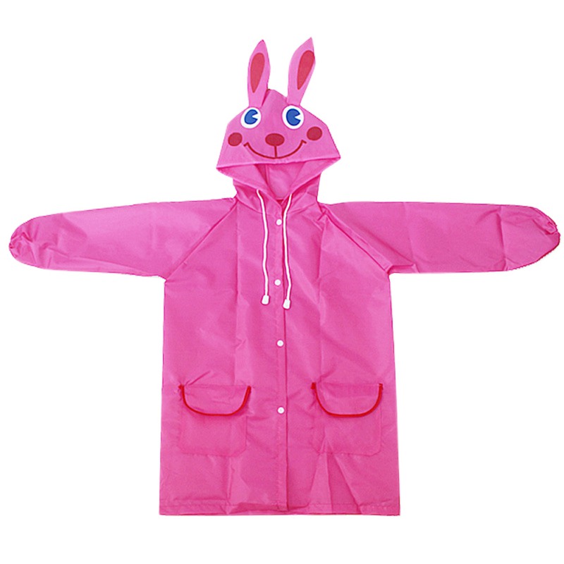 Children Raincoat Cartoon Cute Baby Waterproof Hooded Kids Rain Jacket
