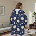 thumbnail image 5 of Sun and Moon Gothic Pattern Oversized Sherpa Fleece Wearable Blanket Hoodie, Double-Sided Warm Fuzzy Pullover with Super Pockets for Women & Men, 5 of 6