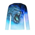 thumbnail image 5 of Yaoyar Men's T-Shirt Novelty Long Sleeve Tops 3D Lion Graphic Print Pullover Blouses Casual Round Neck Leisure Holiday Tees,Blue,2XL, 5 of 5