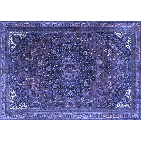 Ahgly Company Machine Washable Indoor Rectangle Medallion Blue Traditional Area Rugs, 2' x 3'