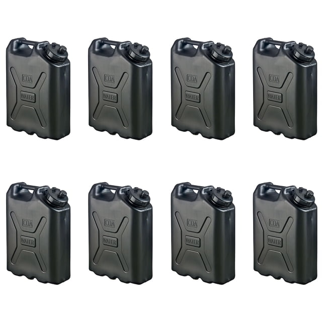 Contenedor de Agua Scepter Paquete de 8 Unidades 20L para Camping/Emergencias Negro