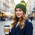 thumbnail image 2 of TOPTIE Bonnet à Rayures avec Pompon Unisexe Hiver & Chapeau de Sport-Rouge, 2 of 9