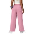 thumbnail image 6 of Girls Sweatpants Kids Drawstring Hem Oversized Pants Teen Girls Wide Leg Baggy Pants Pockets Classic Elastic Waist Trousers, 6 of 7