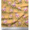 thumbnail image 1 of Soimoi Orange Georgette Viscose Fabric Grass & Flamingo Bird Decor Fabric Printed Yard 42 Inch Wide, 1 of 3