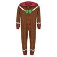 thumbnail image 5 of VNKIDY Kids Christmas Family Matching Brown Gingerbread Man Onesie With Hood Long Sleeve Soft Jumpsuit For Holiday Celebrations Festive Homewear Stylish Onesie, 5 of 9