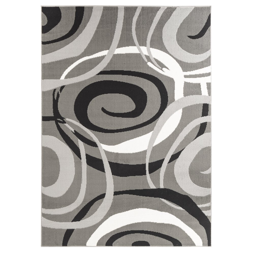 Rug and Decor Capri collection Gray Black White Modern Swirls Area Rug