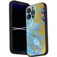 thumbnail image 1 of Compatible with iPhone 14 Pro Phone Case, Blue-Golden-Marble-32 Case Silicone Protective for Teen Girl Boy Case for iPhone 14 Pro, 1 of 1