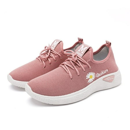 

Women‘s Daisy & Letter Sports Shoes Breathable Lace Up Low Top Running Shoes Casual Lightweight Sneakers